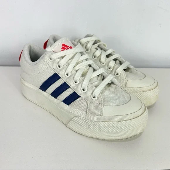 adidas | Shoes | Adidas White And Blue Platform Sneakers | Poshmark